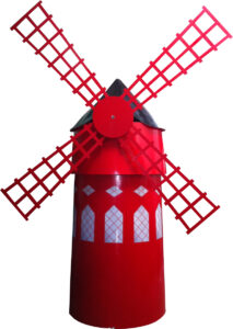 11ft Wooden 3D Red Windmill